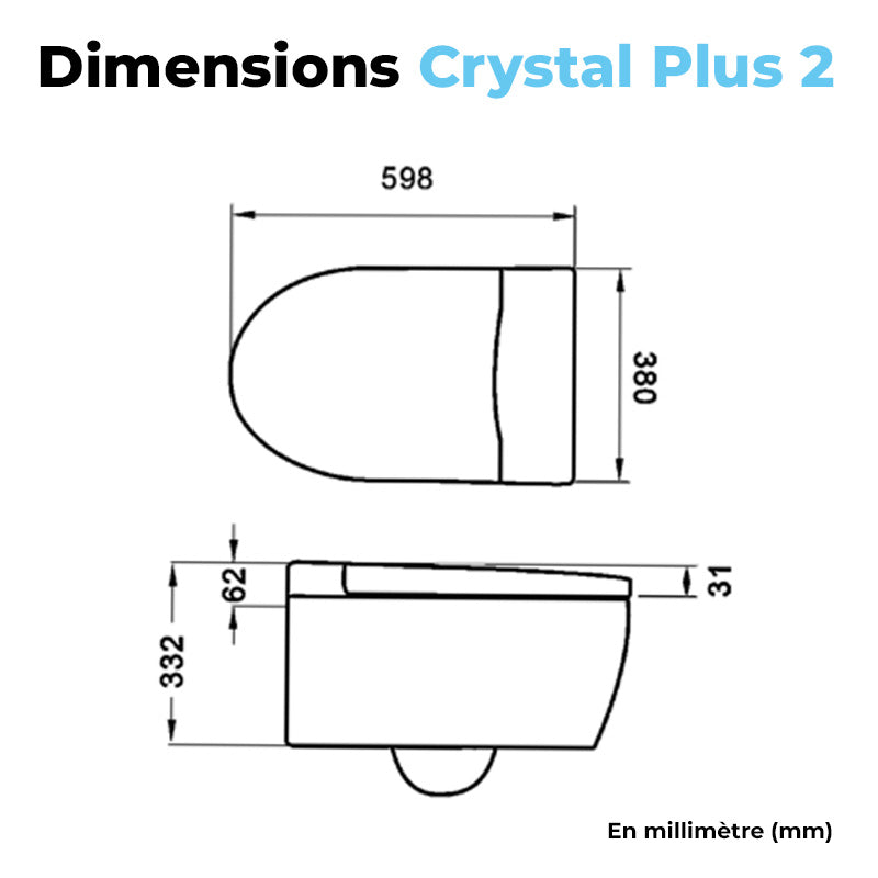 dimensions du toilette japonais crystal plus v2