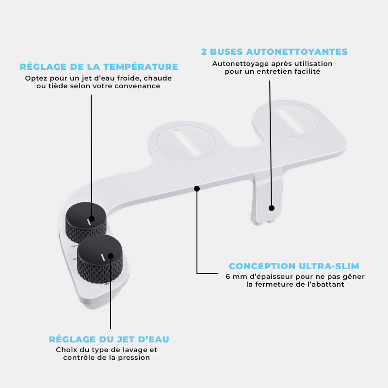 schema descriptif du bidet japonais eau chaude v-kleent